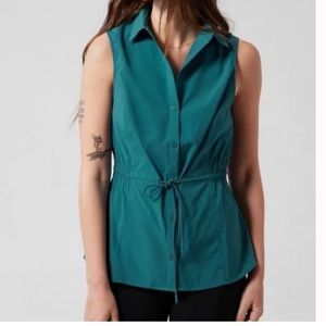 athleta levitate poplin tank top blue green teal brand new